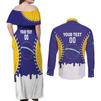 Brazil 2026 Baseball Custom Couples Matching Off Shoulder Maxi Dress and Long Sleeve Button Shirt Go Champions Drip Style