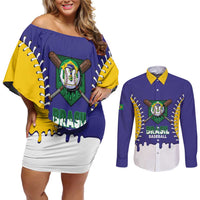 Brazil 2026 Baseball Custom Couples Matching Off Shoulder Short Dress and Long Sleeve Button Shirt Go Champions Drip Style