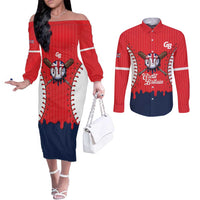 Great Britain 2026 Baseball Custom Couples Matching Off The Shoulder Long Sleeve Dress and Long Sleeve Button Shirt Go Champions Drip Style