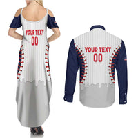 United States 2026 Baseball Custom Couples Matching Summer Maxi Dress and Long Sleeve Button Shirt Go USA Drip Style