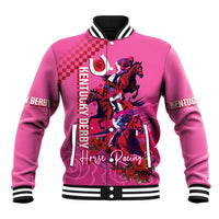 Kentucky Horse Racing Baseball Jacket 151st Anniversary With Roses - Pink Version LT14