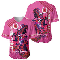 Kentucky Horse Racing Baseball Jersey 151st Anniversary With Roses - Pink Version LT14