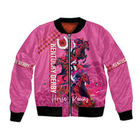 Kentucky Horse Racing Bomber Jacket 151st Anniversary With Roses - Pink Version LT14