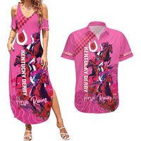 Kentucky Horse Racing Couples Matching Summer Maxi Dress and Hawaiian Shirt 151st Anniversary With Roses - Pink Version LT14