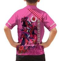 Kentucky Horse Racing Family Matching Long Sleeve Bodycon Dress and Hawaiian Shirt 151st Anniversary With Roses - Pink Version LT14