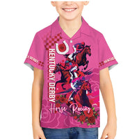Kentucky Horse Racing Family Matching Mermaid Dress and Hawaiian Shirt 151st Anniversary With Roses - Pink Version LT14