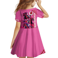 Kentucky Horse Racing Family Matching Off Shoulder Short Dress and Hawaiian Shirt 151st Anniversary With Roses - Pink Version LT14