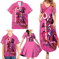 Kentucky Horse Racing Family Matching Summer Maxi Dress and Hawaiian Shirt 151st Anniversary With Roses - Pink Version LT14