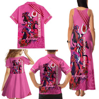 Kentucky Horse Racing Family Matching Tank Maxi Dress and Hawaiian Shirt 151st Anniversary With Roses - Pink Version LT14
