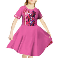 Kentucky Horse Racing Kid Short Sleeve Dress 151st Anniversary With Roses - Pink Version LT14
