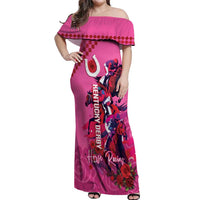 Kentucky Horse Racing Off Shoulder Maxi Dress 151st Anniversary With Roses - Pink Version LT14