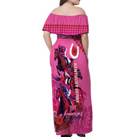 Kentucky Horse Racing Off Shoulder Maxi Dress 151st Anniversary With Roses - Pink Version LT14