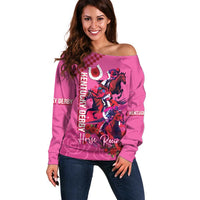 Kentucky Horse Racing Off Shoulder Sweater 151st Anniversary With Roses - Pink Version LT14