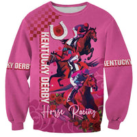 Kentucky Horse Racing Sweatshirt 151st Anniversary With Roses - Pink Version LT14