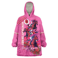 Kentucky Horse Racing Wearable Blanket Hoodie 151st Anniversary With Roses - Pink Version LT14