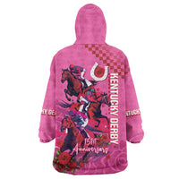 Kentucky Horse Racing Wearable Blanket Hoodie 151st Anniversary With Roses - Pink Version LT14