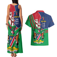 Namibia Independence Day Couples Matching Tank Maxi Dress and Hawaiian Shirt Coat Of Arms Curve Style - Wonder Print Shop
