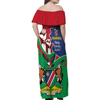 Namibia Independence Day Family Matching Off Shoulder Maxi Dress and Hawaiian Shirt Coat Of Arms Curve Style - Wonder Print Shop