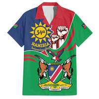 Namibia Independence Day Family Matching Short Sleeve Bodycon Dress and Hawaiian Shirt Coat Of Arms Curve Style - Wonder Print Shop