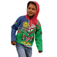 Namibia Independence Day Kid Hoodie Coat Of Arms Curve Style - Wonder Print Shop