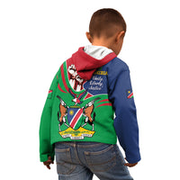 Namibia Independence Day Kid Hoodie Coat Of Arms Curve Style - Wonder Print Shop
