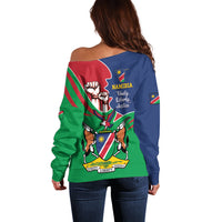 Namibia Independence Day Off Shoulder Sweater Coat Of Arms Curve Style - Wonder Print Shop