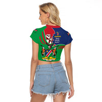 Namibia Independence Day Raglan Cropped T Shirt Coat Of Arms Curve Style - Wonder Print Shop