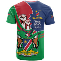 Namibia Independence Day T Shirt Coat Of Arms Curve Style - Wonder Print Shop