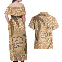 Gulf of Mexico Forever Couples Matching Off Shoulder Maxi Dress and Hawaiian Shirt Mexican Turtle Brown Version