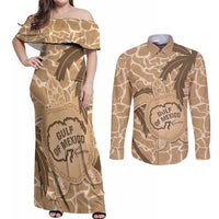 Gulf of Mexico Forever Couples Matching Off Shoulder Maxi Dress and Long Sleeve Button Shirt Mexican Turtle Brown Version
