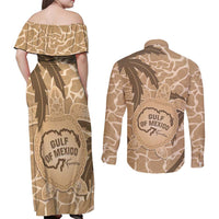Gulf of Mexico Forever Couples Matching Off Shoulder Maxi Dress and Long Sleeve Button Shirt Mexican Turtle Brown Version