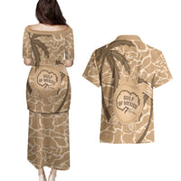 Gulf of Mexico Forever Couples Matching Puletasi and Hawaiian Shirt Mexican Turtle Brown Version