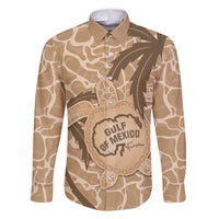 Gulf of Mexico Forever Family Matching Long Sleeve Bodycon Dress and Hawaiian Shirt Mexican Turtle Brown Version