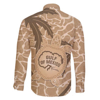 Gulf of Mexico Forever Family Matching Long Sleeve Bodycon Dress and Hawaiian Shirt Mexican Turtle Brown Version