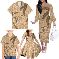 Gulf of Mexico Forever Family Matching Off The Shoulder Long Sleeve Dress and Hawaiian Shirt Mexican Turtle Brown Version