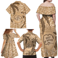 Gulf of Mexico Forever Family Matching Off Shoulder Maxi Dress and Hawaiian Shirt Mexican Turtle Brown Version