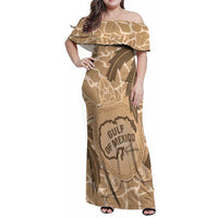 Gulf of Mexico Forever Family Matching Off Shoulder Maxi Dress and Hawaiian Shirt Mexican Turtle Brown Version