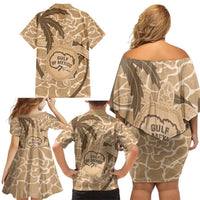 Gulf of Mexico Forever Family Matching Off Shoulder Short Dress and Hawaiian Shirt Mexican Turtle Brown Version