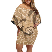 Gulf of Mexico Forever Family Matching Off Shoulder Short Dress and Hawaiian Shirt Mexican Turtle Brown Version