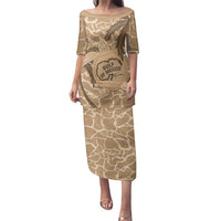 Gulf of Mexico Forever Family Matching Puletasi and Hawaiian Shirt Mexican Turtle Brown Version