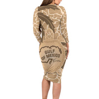 Gulf of Mexico Forever Long Sleeve Bodycon Dress Mexican Turtle Brown Version