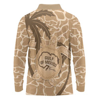 Gulf of Mexico Forever Long Sleeve Polo Shirt Mexican Turtle Brown Version