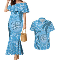 Gulf of Mexico Forever Couples Matching Mermaid Dress and Hawaiian Shirt Mexican Turtle Blue Version