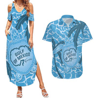 Gulf of Mexico Forever Couples Matching Summer Maxi Dress and Hawaiian Shirt Mexican Turtle Blue Version