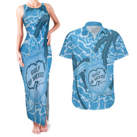 Gulf of Mexico Forever Couples Matching Tank Maxi Dress and Hawaiian Shirt Mexican Turtle Blue Version
