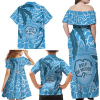 Gulf of Mexico Forever Family Matching Off Shoulder Maxi Dress and Hawaiian Shirt Mexican Turtle Blue Version