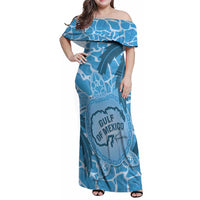 Gulf of Mexico Forever Family Matching Off Shoulder Maxi Dress and Hawaiian Shirt Mexican Turtle Blue Version