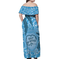 Gulf of Mexico Forever Family Matching Off Shoulder Maxi Dress and Hawaiian Shirt Mexican Turtle Blue Version