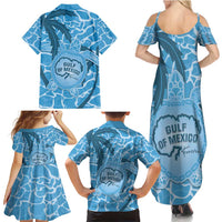 Gulf of Mexico Forever Family Matching Summer Maxi Dress and Hawaiian Shirt Mexican Turtle Blue Version