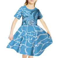 Gulf of Mexico Forever Kid Short Sleeve Dress Mexican Turtle Blue Version